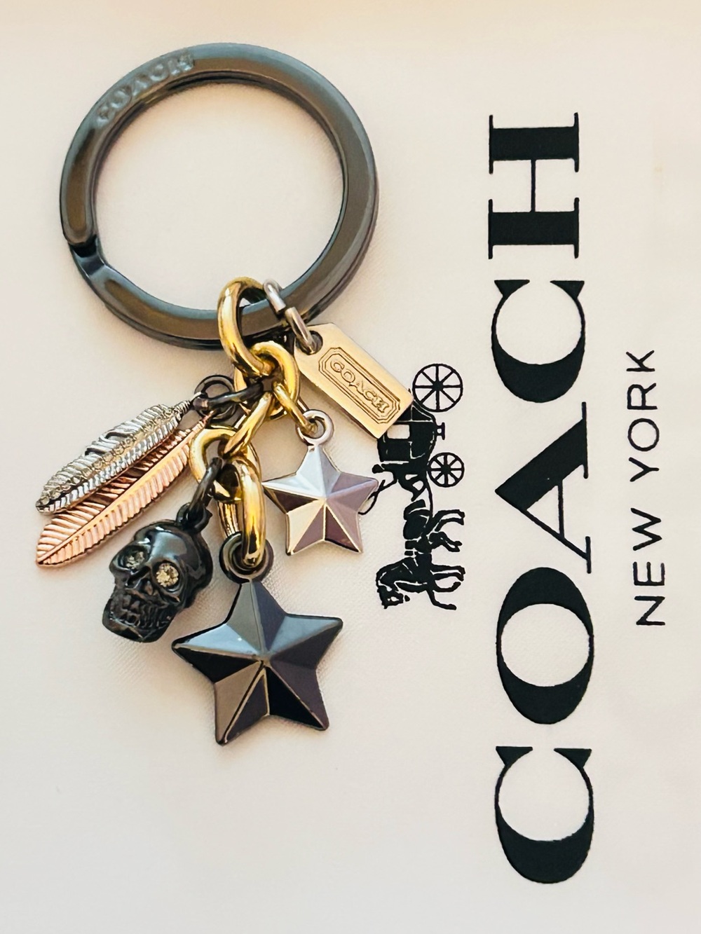 EXTREMELY RARE Coach Charm Skull, Feather, Star, And Tag Keychain/ Bag Charm